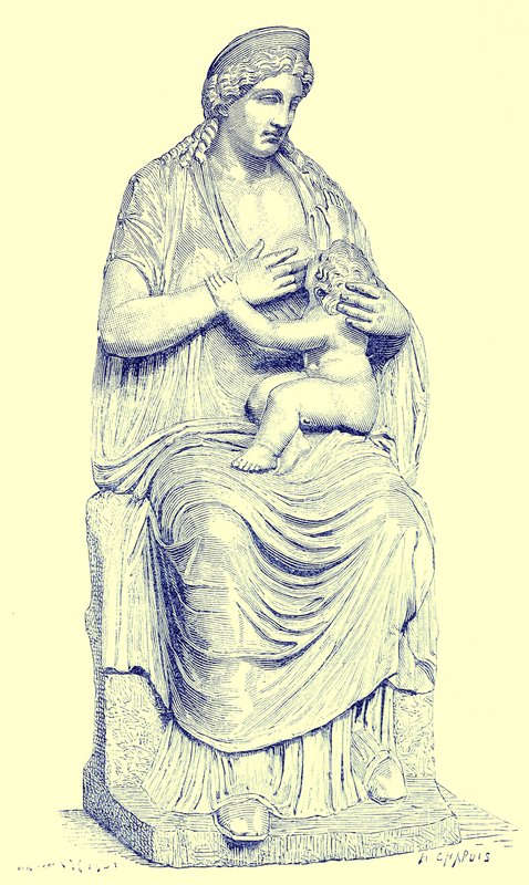 Juno Nursing the Infant Hercules, Statue in the Vatican, Illustration from History of Rome by Victor Duruy, Published 1884 by English School