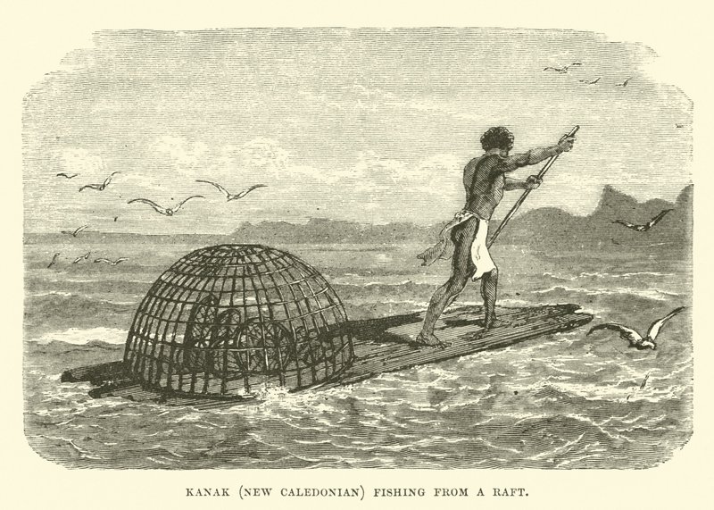 Kanak, New Caledonian Fishing from a Raft by English School