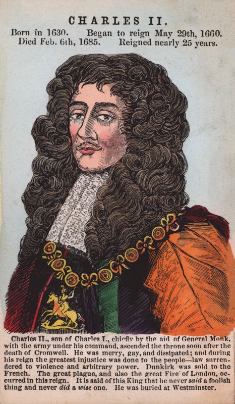 King Charles II (coloured engraving) by English School