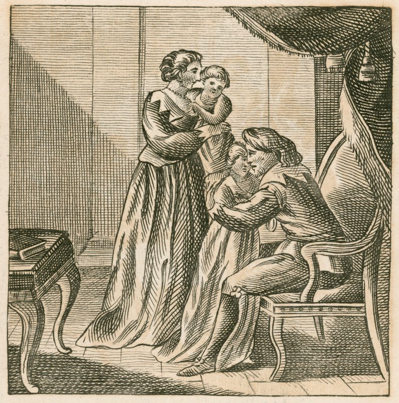 King Charles I taking leave of his family before his execution by English School