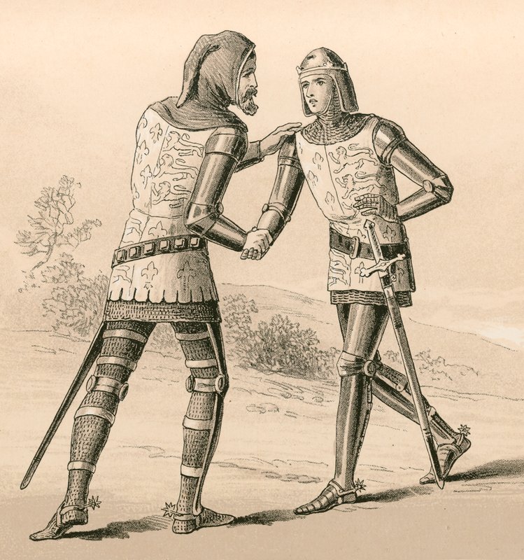 King Edward III greeting his son, the Black Prince, after the battle of Crecy by English School