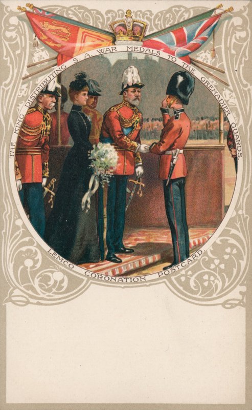 King Edward VII distributing South African war medals to the Grenadier Guards by English School