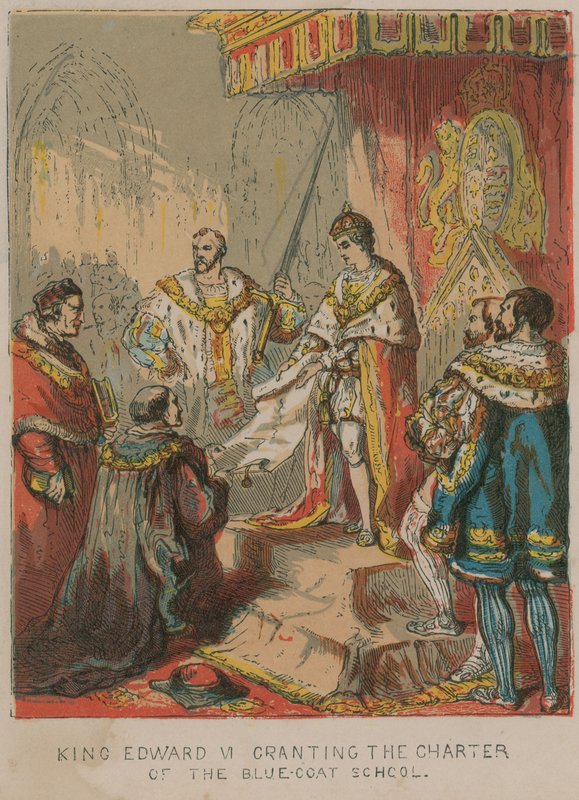 King Edward VI Granting the Charter of the Bluecoat School by English School
