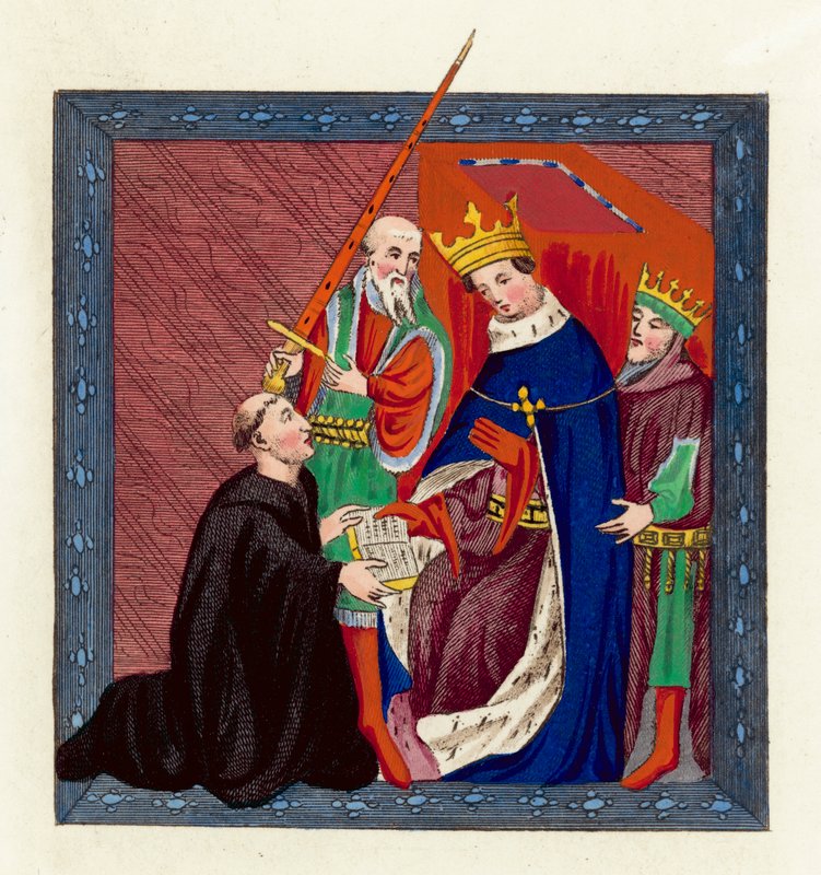 King Henry VI and John Lydgate by English School