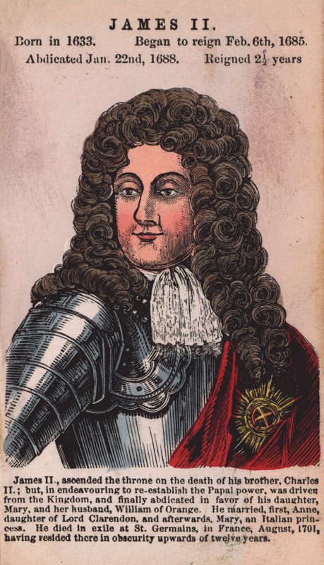 King James II (coloured engraving) by English School