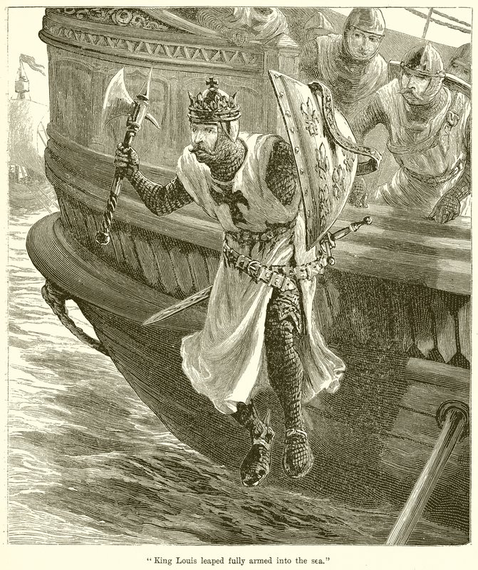 King Louis leaped fully armed into the Sea by English School