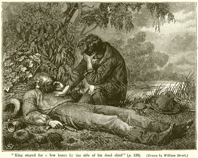 King Stayed for a Few Hours by the Side of His Dead Chief by English School