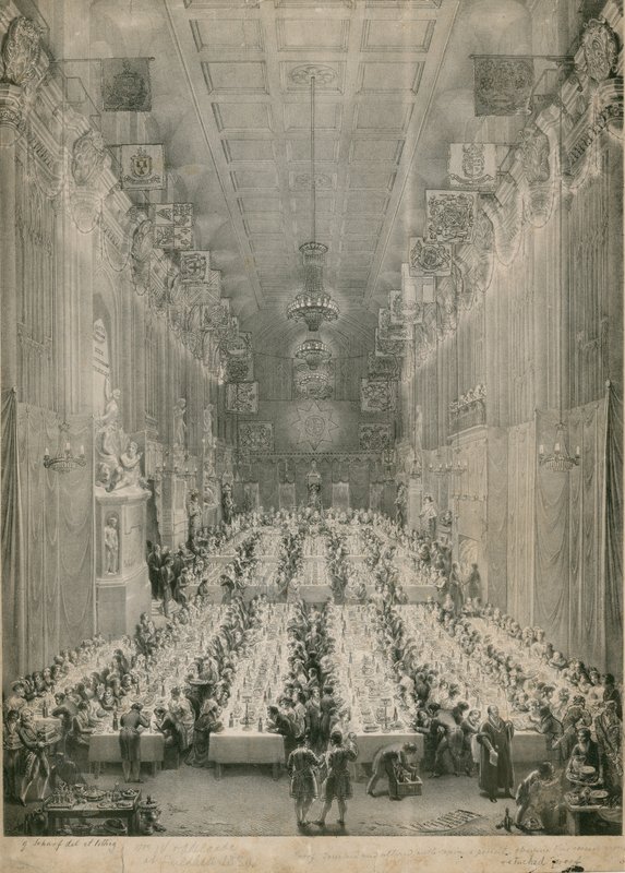 King William IV and Adelaide at the Guildhall, London, 1834 by English School