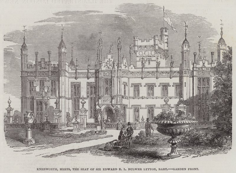 Knebworth, Herts, the Seat of Sir Edward E L Bulwer Lytton, Baronet, Garden Front by English School