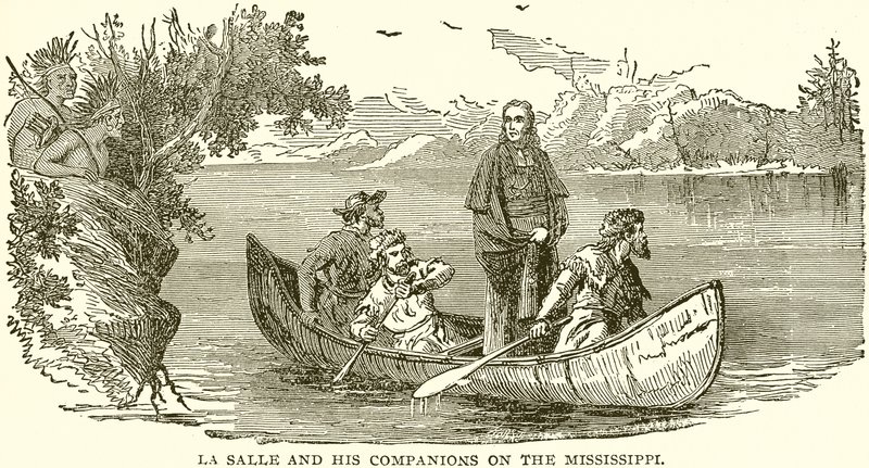 La Salle and His Companions on the Mississippi by English School