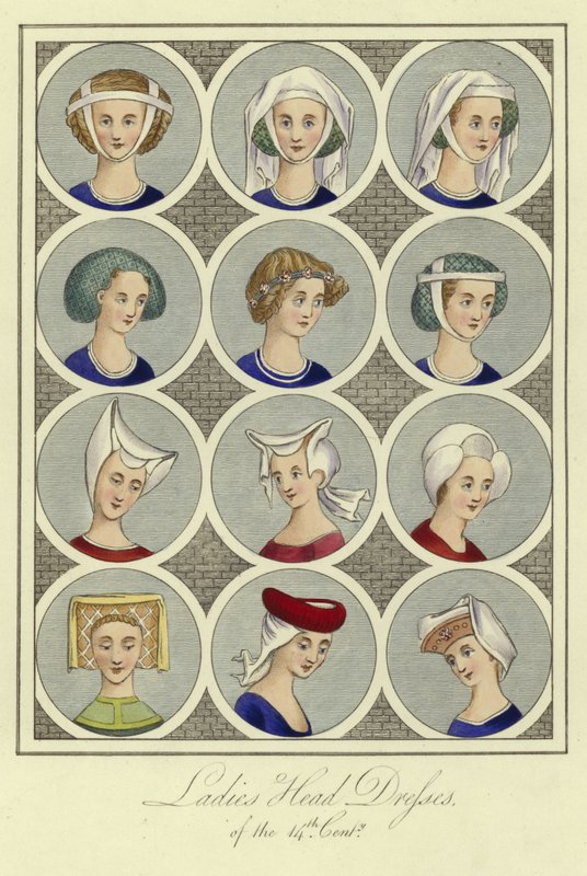 Ladies headdresses of the 14th Century by English School