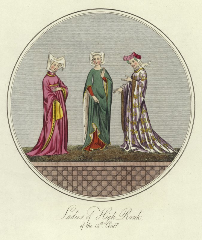 Ladies of high rank of the 14th Century by English School