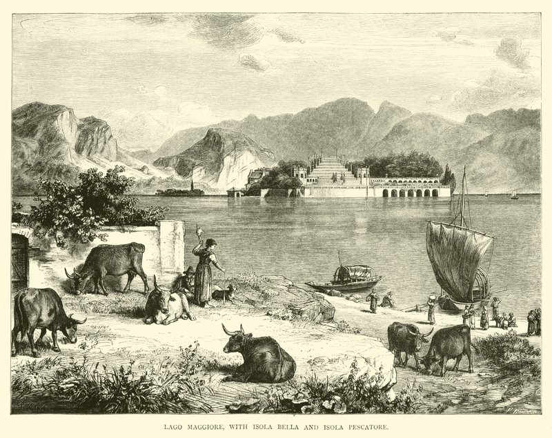 Lago Maggiore, with Isola Bella and Isola Pescatore by English School