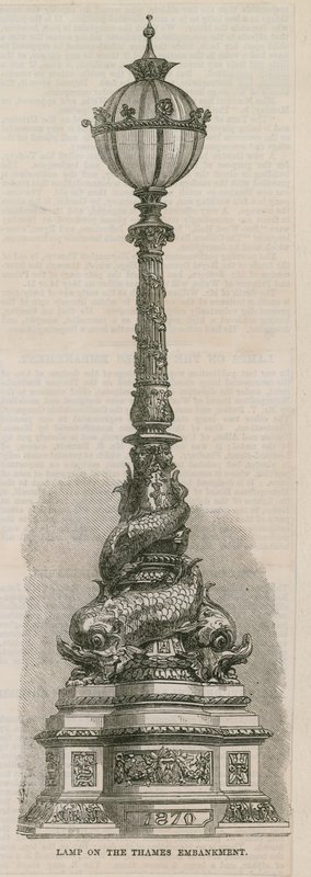 Lamp on the Thames Embankment, London by English School