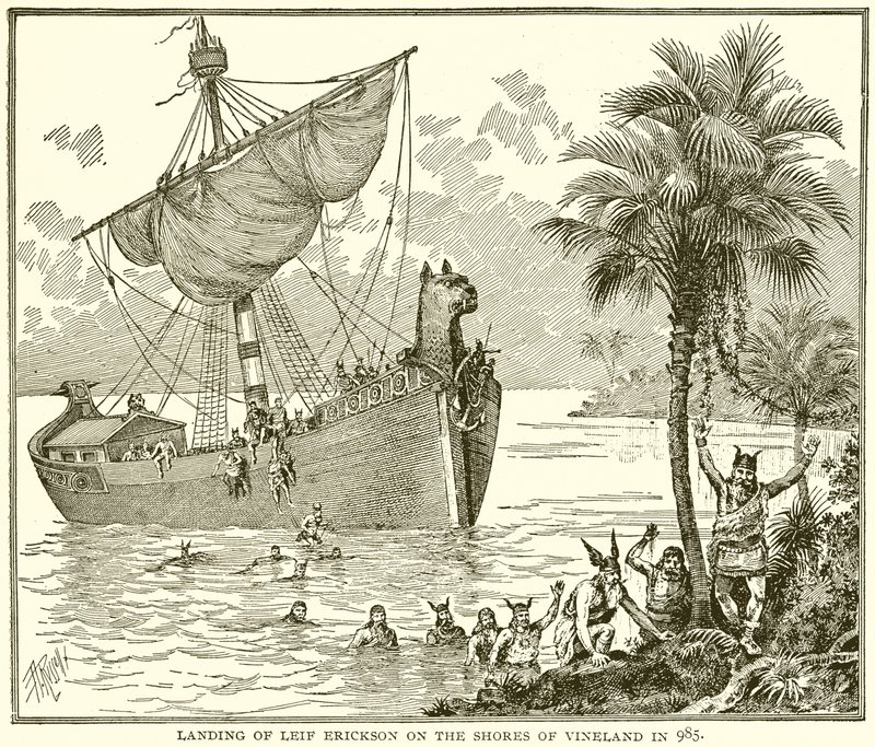 Landing of Leif Erickson on the Shores in Vineland in 985 by English School