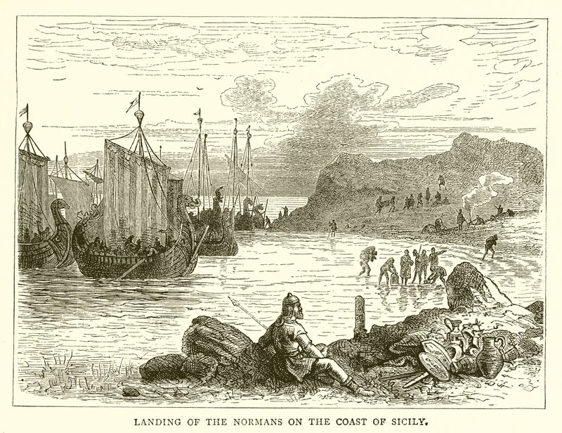 Landing of the Normans on the Coast of Sicily by English School