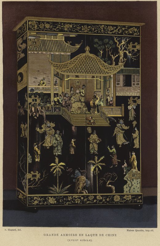 Large Chinese Lacquerware Wardrobe by English School