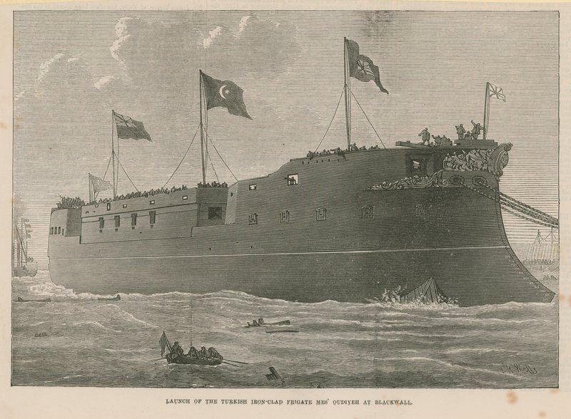 Launch of the Turkish Ironclad Frigate Mes Oudiyeh at Blackwall by English School