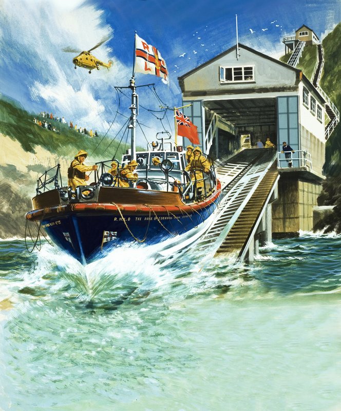 Launching a lifeboat by English School