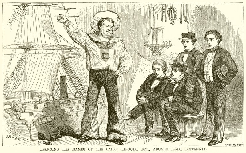 Learning the Names of the Sails, Shrouds, etc., Aboard H. M. S. Britannia by English School