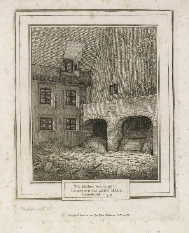 Leathersellers Hall, Bishopsgate Street. Demolished 1799 by English School