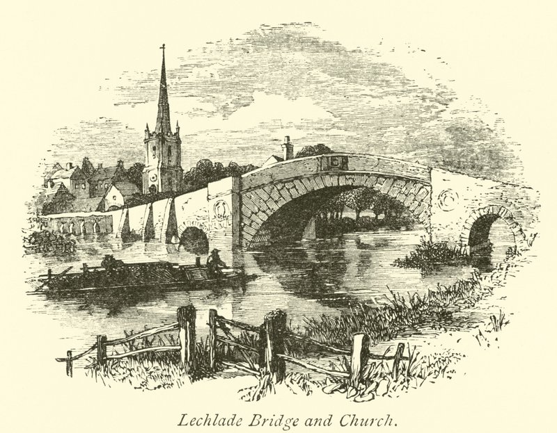 Lechlade Bridge and Church by English School