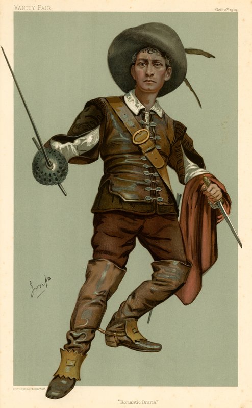 Lewis Waller, Romantic Drama, Vanity Fair Cartoon, 13 October 1904 by English School