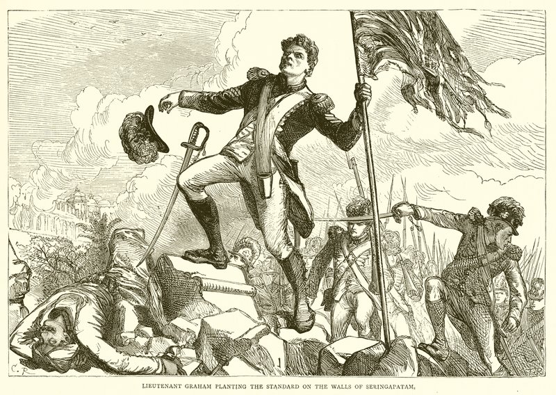 Lieutenant Graham Planting the Standard on the Walls of Seringapatam by English School