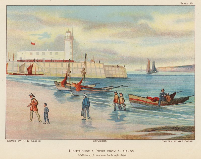 Lighthouse and Pier from South Sands, Scarborough by English School