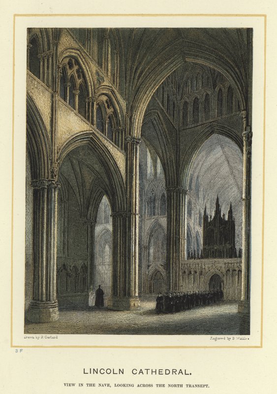 Lincoln Cathedral, View in the Nave, Looking Across the North Transept by English School