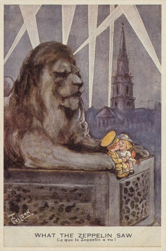 Little soldier and girl kissing in Trafalgar Square by English School