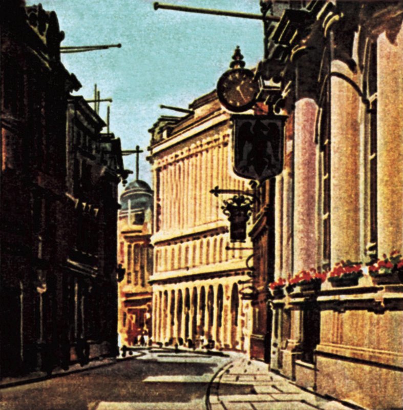 Lombard Street in the City of London by English School