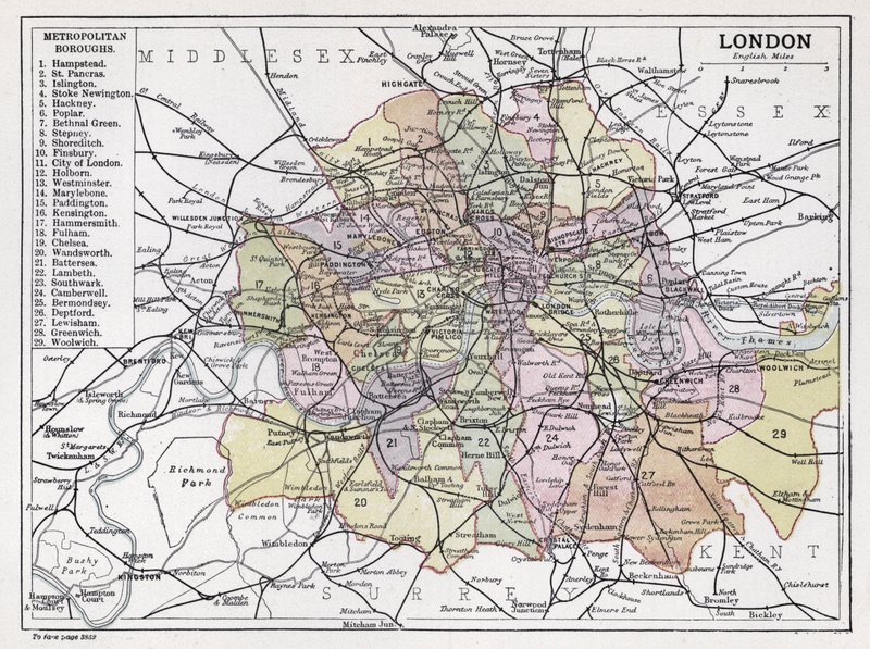 London, Metropolitan Boroughs by English School