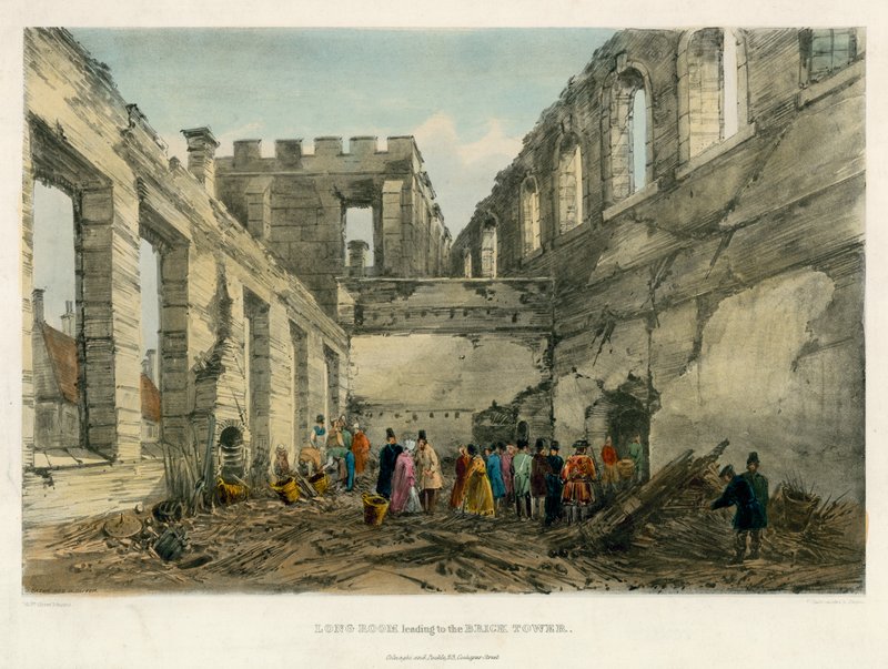 Long Room Leading to the Brick Tower, Tower of London Fire, 1841 by English School