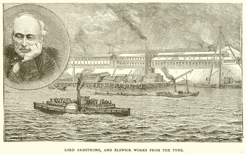 Lord Armstrong and Elswick Works from the Tyne by English School