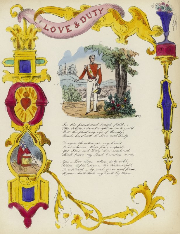 Love & Duty, British Valentines card by English School