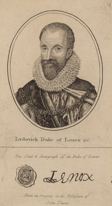 Ludovick Duke of Lenox; portrait and autograph by English School