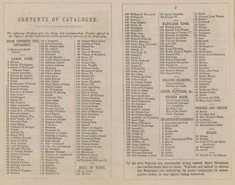 Madame Tussaud & Sons Exhibition Catalogue for 1875 by English School