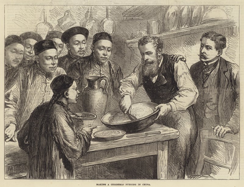 Making a Christmas pudding in China by English School
