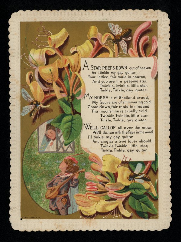 Man Serenading His Lover and Honeysuckle, Greetings Card by English School
