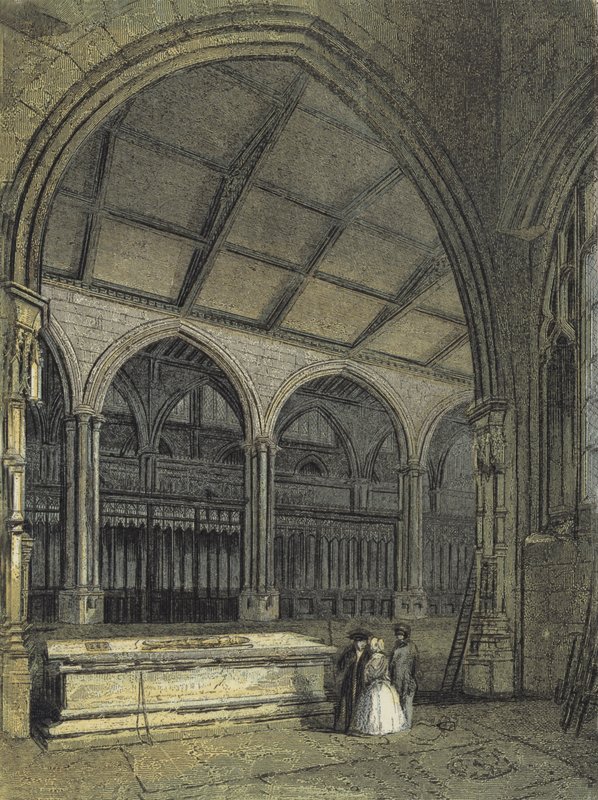 Manchester Cathedral, View across the Choir and Baptistry, from Ely Chapel by English School