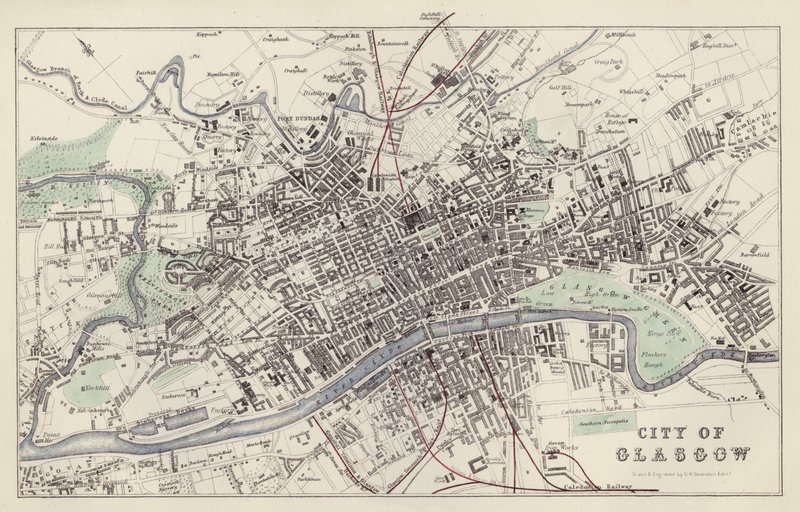 Map: City of Glasgow, drawn and engraved by G H Swanston, Edinburgh by English School