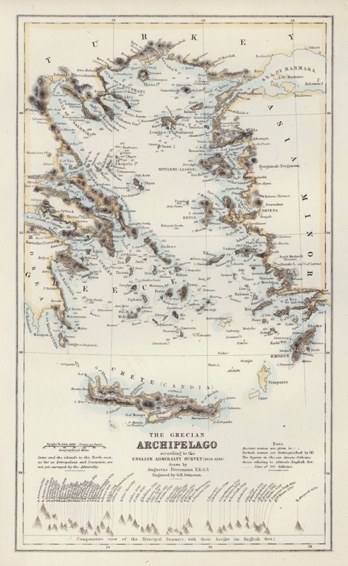 Map: The Grecian Archipelago, According to the English Admiralty Survey by English School