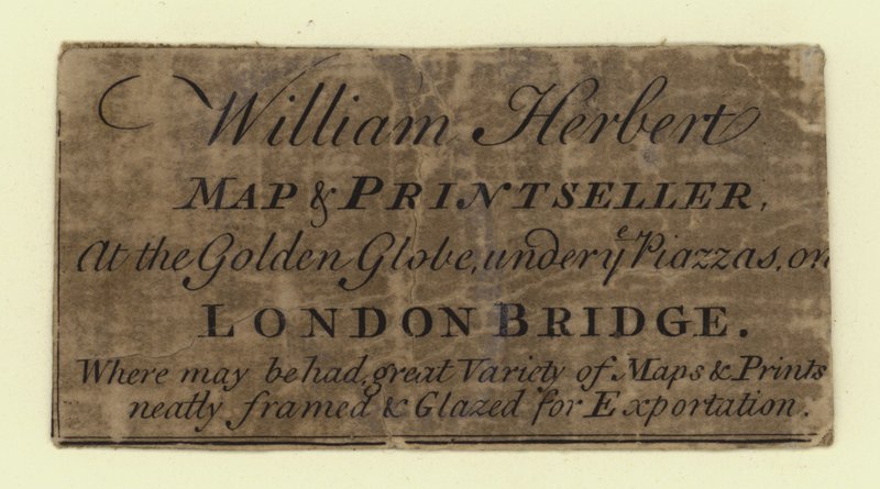 William Herbert Map and Printseller, trade card by English School