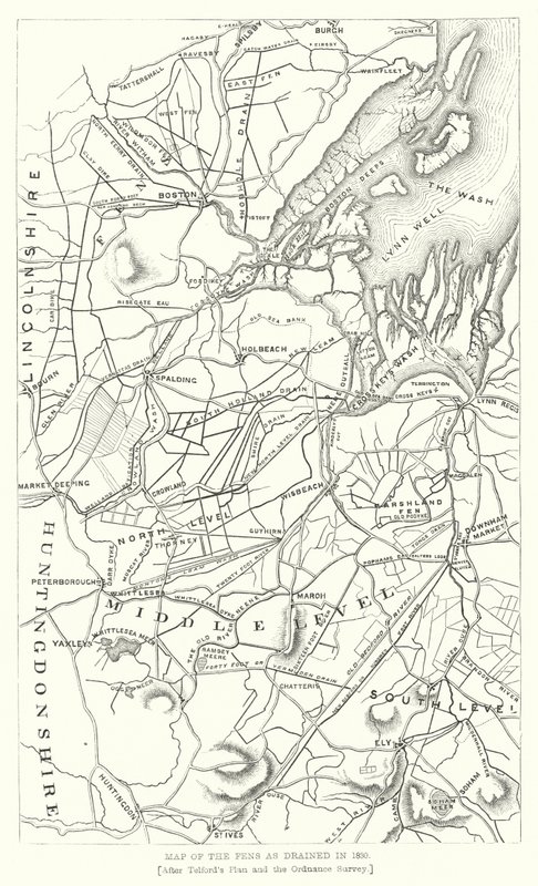 Map of the Fens as Drained in 1830 by English School