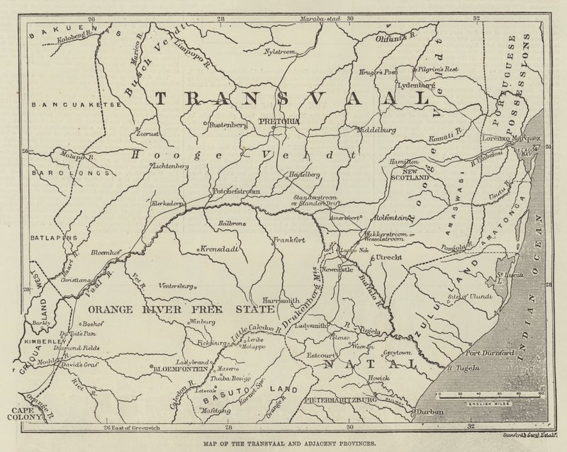 Map of the Transvaal and Adjacent Provinces by English School