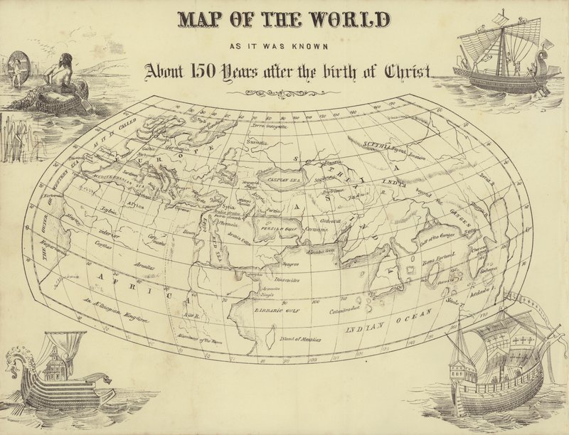 Map of the world as it was known about 150 years after the birth of Christ by English School