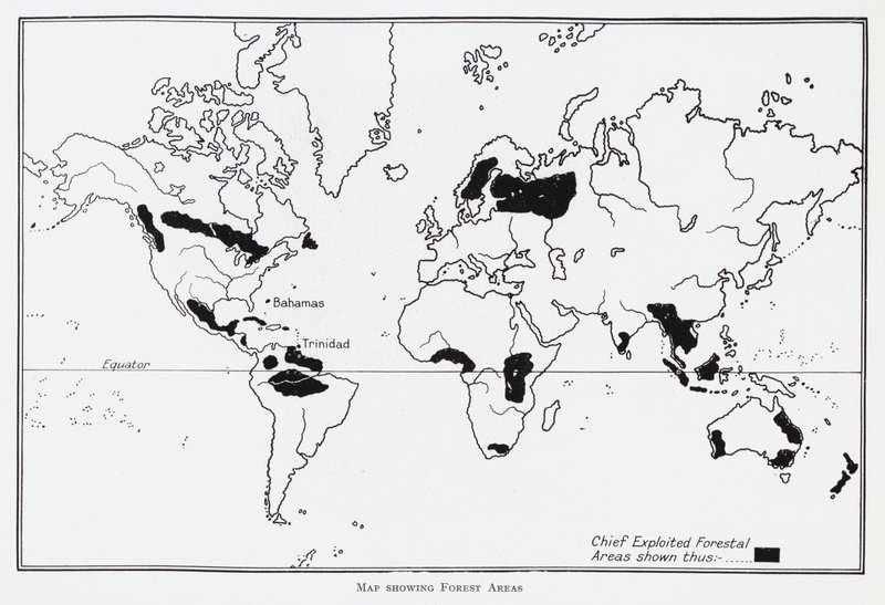 Map showing forest areas by English School