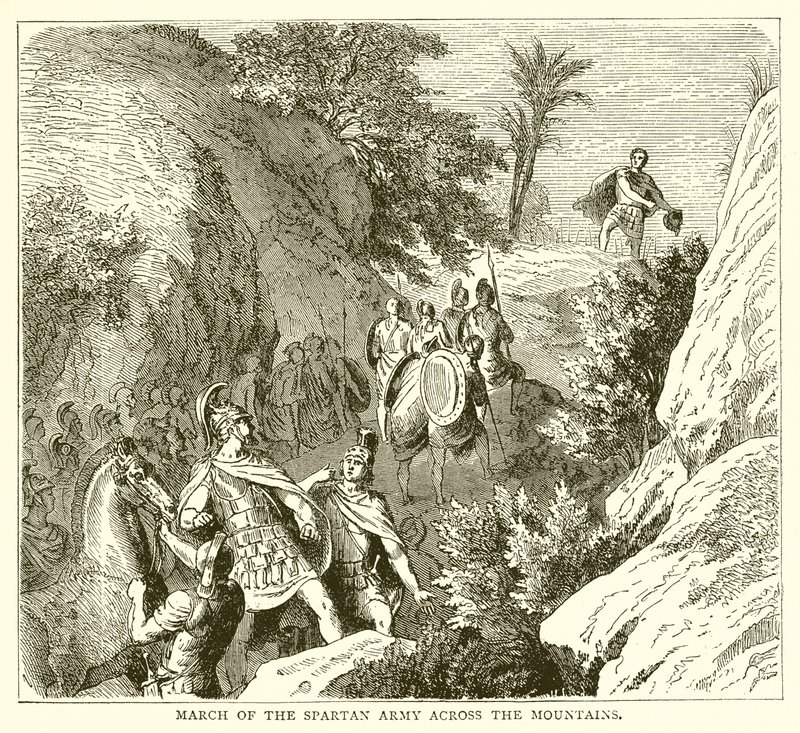 March of the Spartan Army across the Mountains by English School