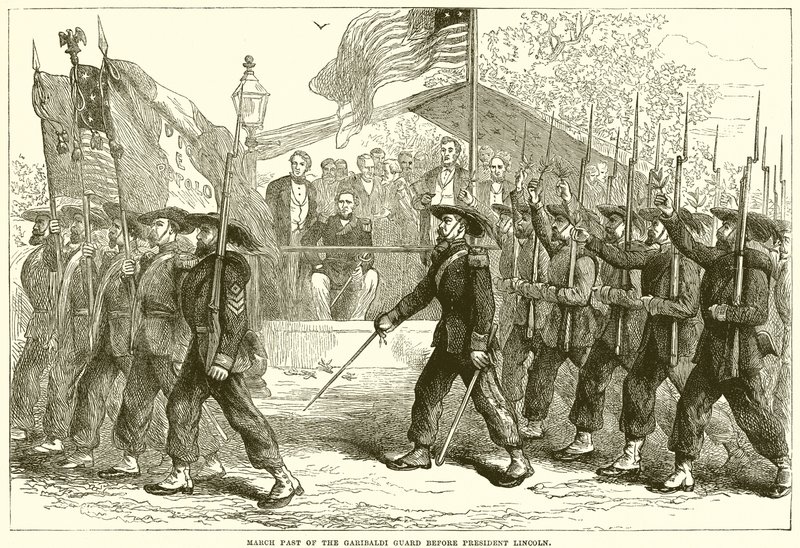 March Past of the Garibaldi Guard Before President Lincoln by English School